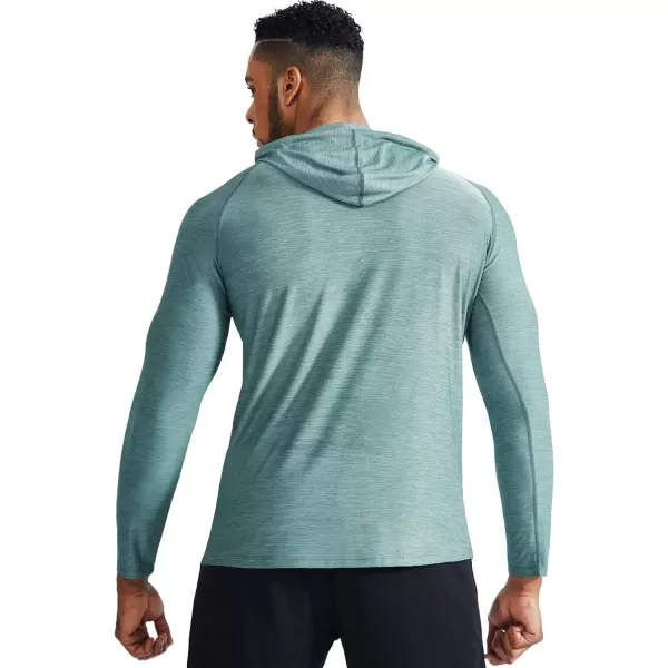 NELEUS Mens Dry Fit Athletic Workout Running Shirts Long Sleeve with Hoods5071 Dark GreyLight Green2 Pack