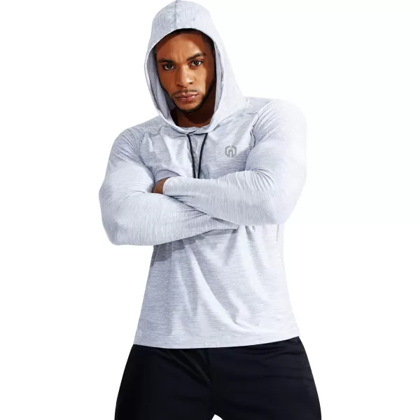 NELEUS Mens Dry Fit Athletic Workout Running Shirts Long Sleeve with Hoods5071 Dark GreyLight Grey2 Pack