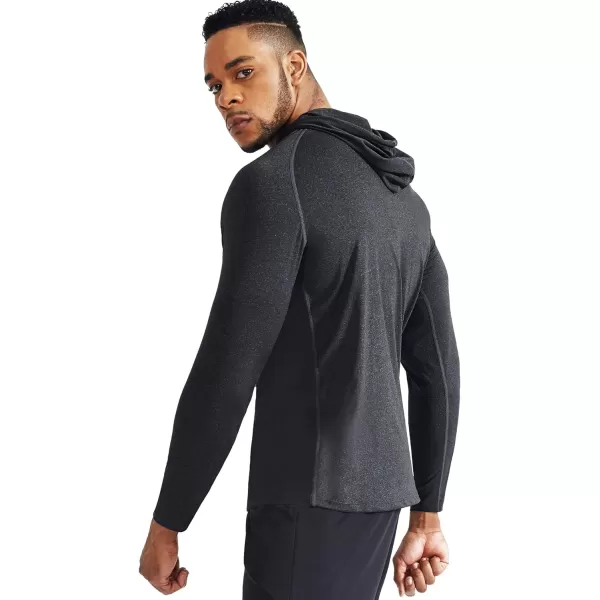 NELEUS Mens Dry Fit Athletic Workout Running Shirts Long Sleeve with Hoods5071 Dark GreyLight GreySlate Grey3 Pack