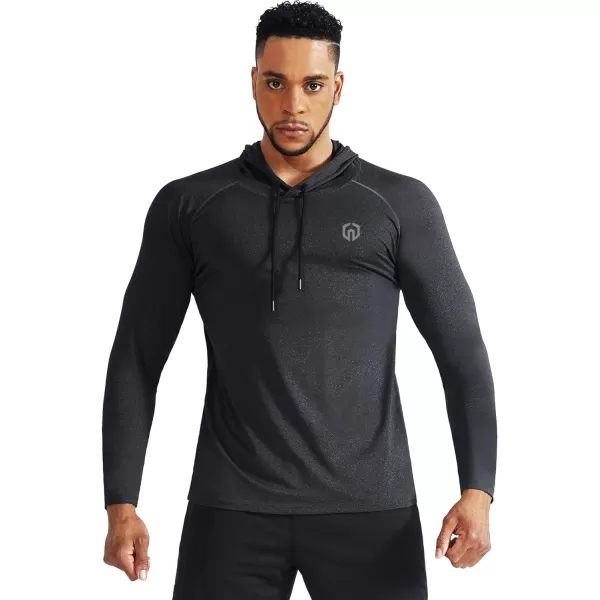 NELEUS Mens Dry Fit Athletic Workout Running Shirts Long Sleeve with Hoods5071 Dark GreyNavySlate Grey3 Pack