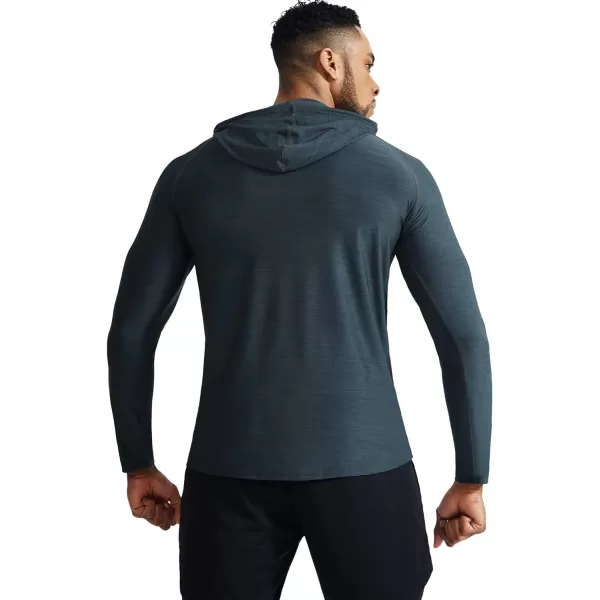 NELEUS Mens Dry Fit Athletic Workout Running Shirts Long Sleeve with Hoods5071 Slate GreyDark Grey2 Pack