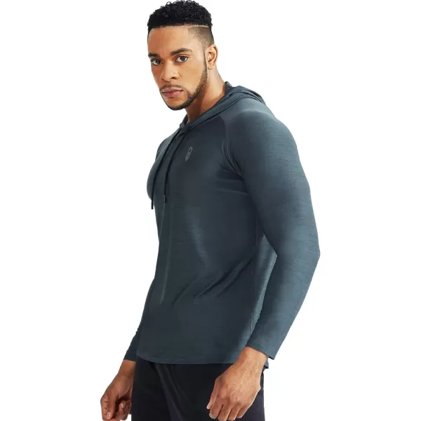 NELEUS Mens Dry Fit Athletic Workout Running Shirts Long Sleeve with Hoods5071 Slate GreyDark Grey2 Pack