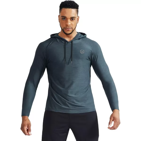 NELEUS Mens Dry Fit Athletic Workout Running Shirts Long Sleeve with Hoods5071 Slate GreyDark Grey2 Pack