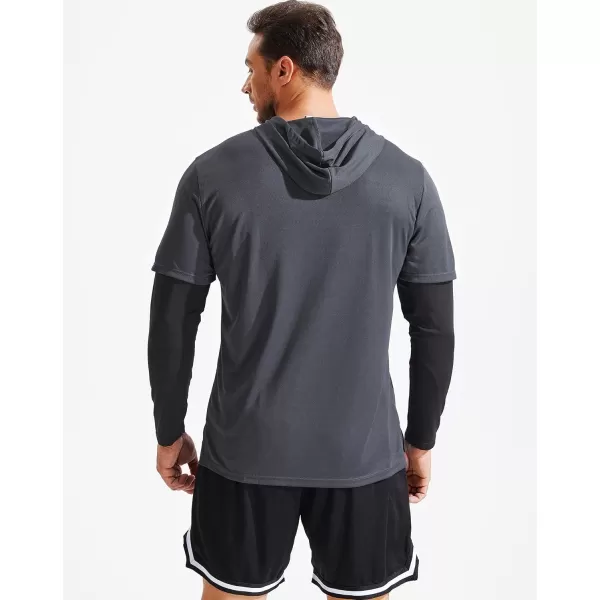 NELEUS Mens Dry Fit Athletic Workout Running Shirts Long Sleeve with Hoods5124 BlackGreyWhite3 Pack
