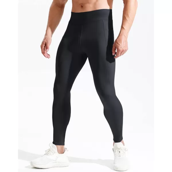 NELEUS Mens Dry Fit Compression Baselayer Pants Running Tights Leggings with Phone Pocket6108 BlackBlack2 Pack