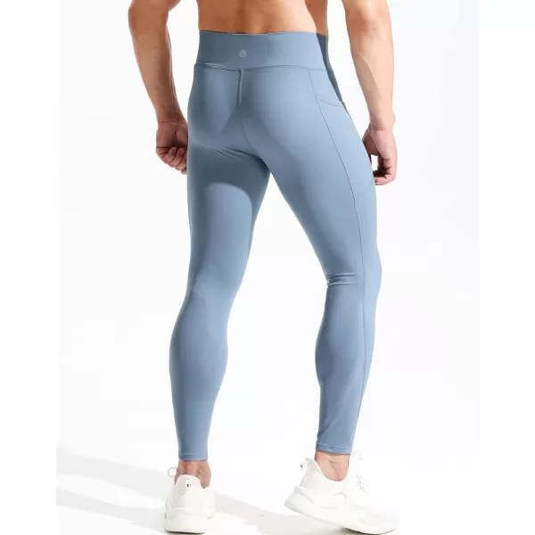 NELEUS Mens Dry Fit Compression Baselayer Pants Running Tights Leggings with Phone Pocket6108 BlackLight Blue2 Pack