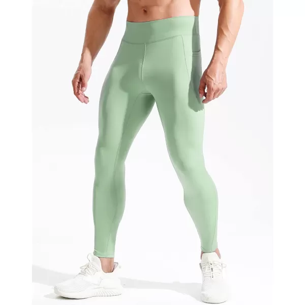 NELEUS Mens Dry Fit Compression Baselayer Pants Running Tights Leggings with Phone Pocket6108 BlackLight Green2 Pack