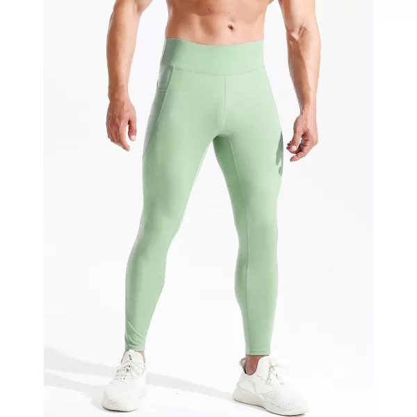 NELEUS Mens Dry Fit Compression Baselayer Pants Running Tights Leggings with Phone Pocket6108 BlackLight Green2 Pack