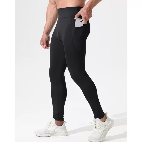 NELEUS Mens Dry Fit Compression Baselayer Pants Running Tights Leggings with Phone Pocket6109 2 PackblackBlack