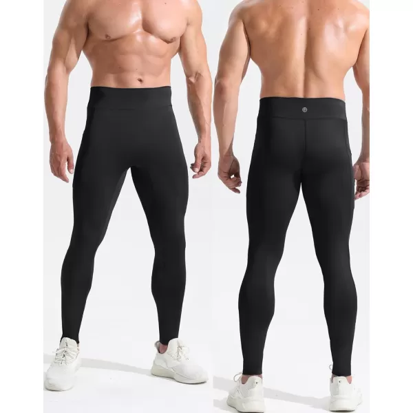 NELEUS Mens Dry Fit Compression Baselayer Pants Running Tights Leggings with Phone Pocket6109 2 PackblackBlack