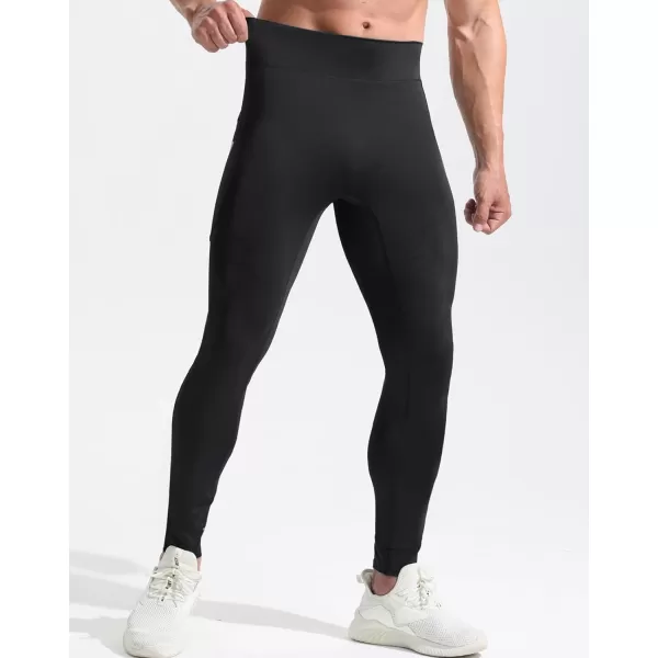 NELEUS Mens Dry Fit Compression Baselayer Pants Running Tights Leggings with Phone Pocket6109 2 PackblackBlack