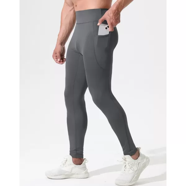 NELEUS Mens Dry Fit Compression Baselayer Pants Running Tights Leggings with Phone Pocket6109 2 PackblackGrey