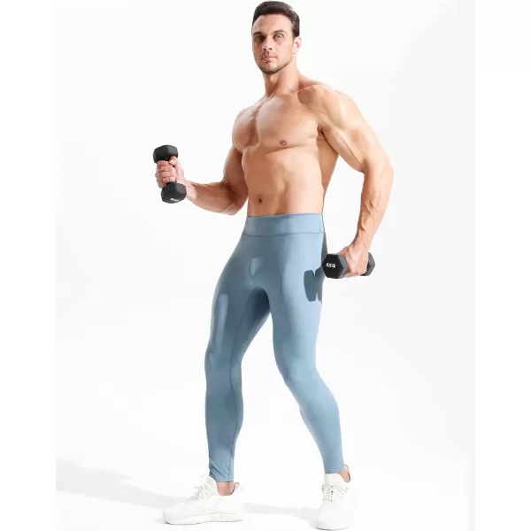 NELEUS Mens Dry Fit Compression Pants Workout Running Leggings6107 BlackLight Blue2 Pack