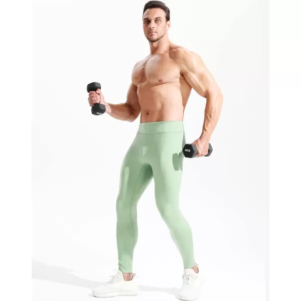 NELEUS Mens Dry Fit Compression Pants Workout Running Leggings6107 BlackLight Green2 Pack