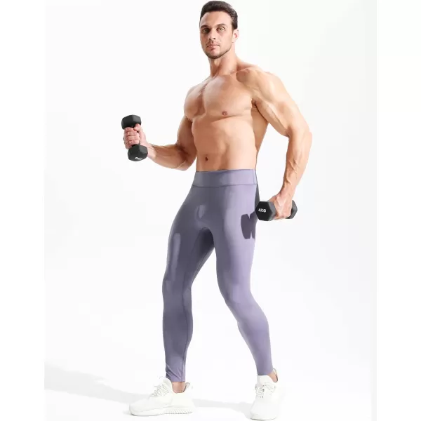 NELEUS Mens Dry Fit Compression Pants Workout Running Leggings6107 PurpleLight Blue2 Pack