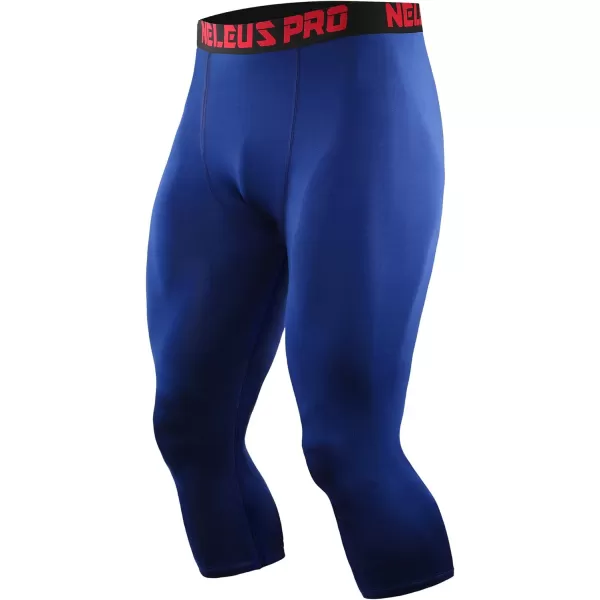 NELEUS Mens Dry Fit Compression Pants Workout Running LeggingsCapris Black Red StripeGreyBlue3 Pack