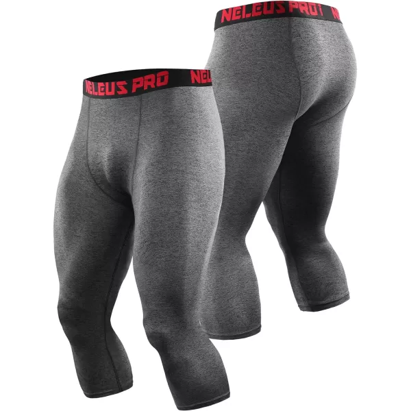 NELEUS Mens Dry Fit Compression Pants Workout Running LeggingsCapris BlackGreyRed3 Pack