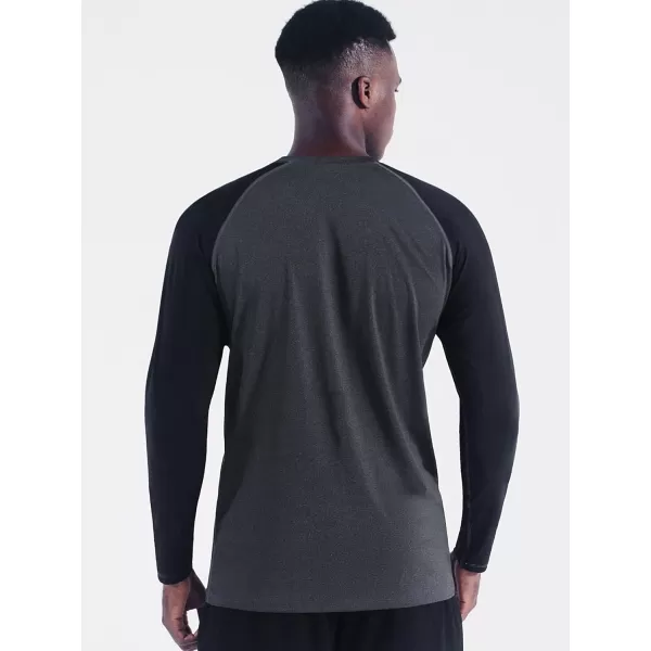 NELEUS Mens Dry Fit Long Sleeve Athletic Running Shirts5073 2 Packdark GreyRed