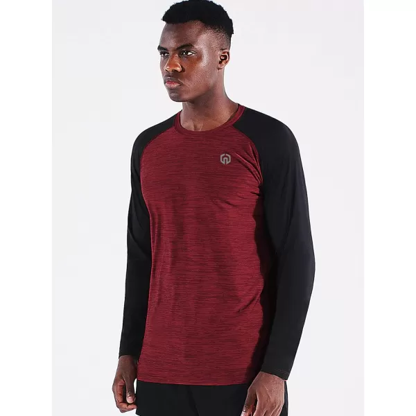 NELEUS Mens Dry Fit Long Sleeve Athletic Running Shirts5073 2 Packnavy BlueRed