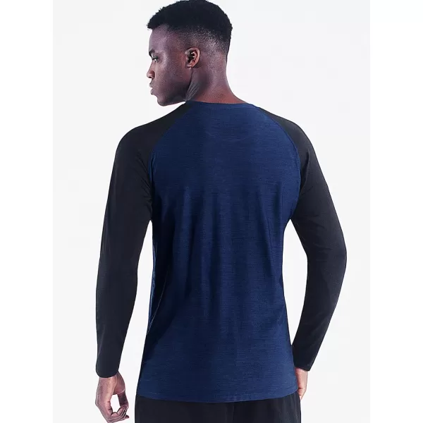 NELEUS Mens Dry Fit Long Sleeve Athletic Running Shirts5073 2 Packnavy BlueRed