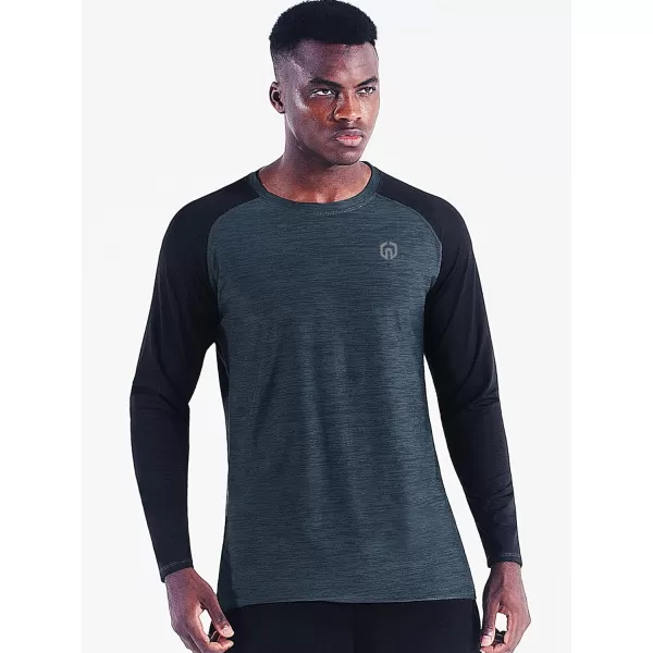 NELEUS Mens Dry Fit Long Sleeve Athletic Running Shirts5073 2 Packslate GreyDark Grey