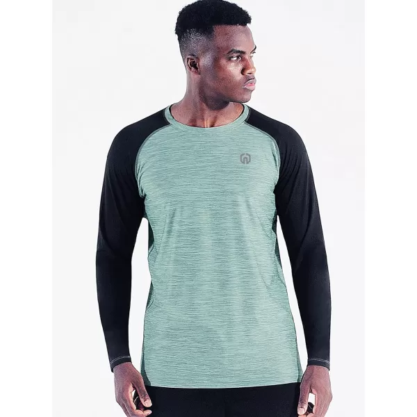 NELEUS Mens Dry Fit Long Sleeve Athletic Running Shirts5073 Dark GreyLight GreenRed3 Pack