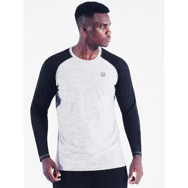 NELEUS Mens Dry Fit Long Sleeve Athletic Running Shirts5073 Dark GreyRedLight Grey3 Pack