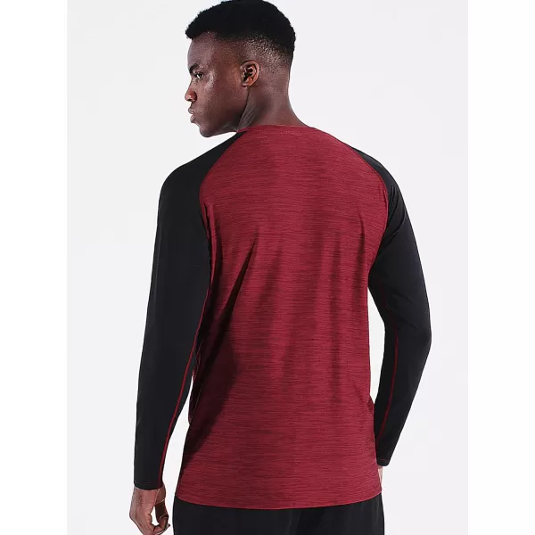 NELEUS Mens Dry Fit Long Sleeve Athletic Running Shirts5073 Dark GreyRedLight Grey3 Pack