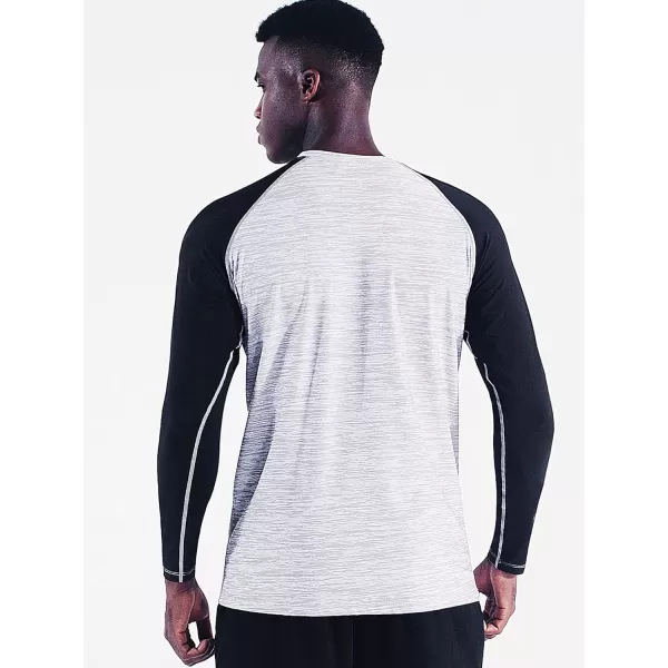 NELEUS Mens Dry Fit Long Sleeve Athletic Running Shirts5073 Dark GreyRedLight Grey3 Pack