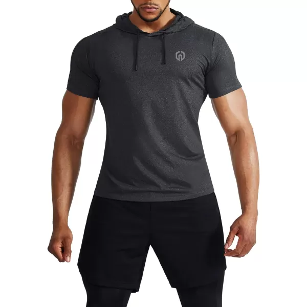 NELEUS Mens Dry Fit Performance Athletic Shirt with Hoods5063 2 Pack black GreyRed