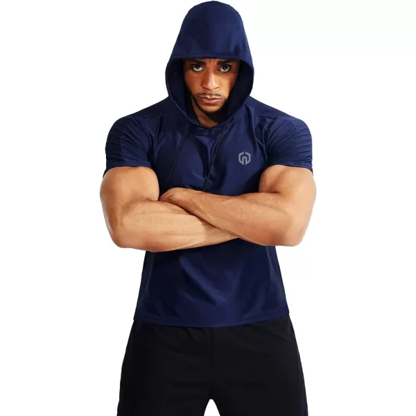 NELEUS Mens Dry Fit Performance Athletic Shirt with Hoods5063 2 Pack navyRed