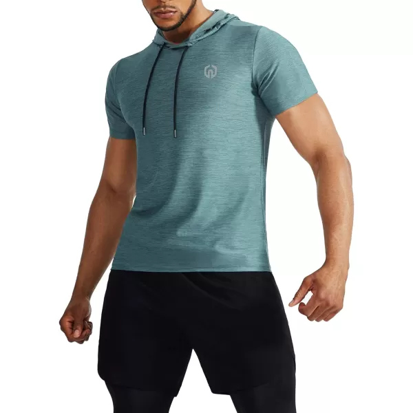 NELEUS Mens Dry Fit Performance Athletic Shirt with Hoods5063 2 Pack slate GreyLight Green