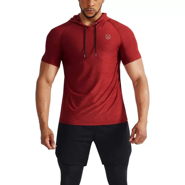 NELEUS Mens Dry Fit Performance Athletic Shirt with Hoods5063 3 Pack slate GrayRedLight Green