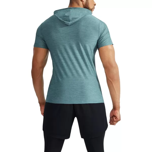 NELEUS Mens Dry Fit Performance Athletic Shirt with Hoods5063 3 Pack slate GrayRedLight Green