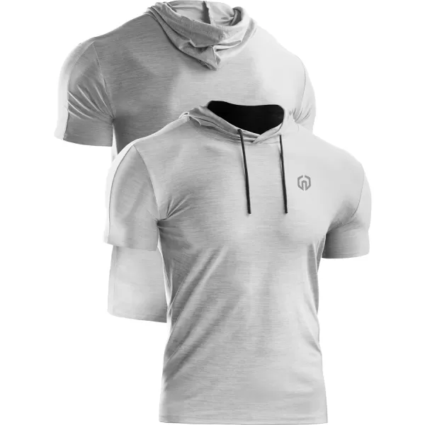 NELEUS Mens Dry Fit Performance Athletic Shirt with Hoods5063 3 Packblack GreySlate GrayLight Grey