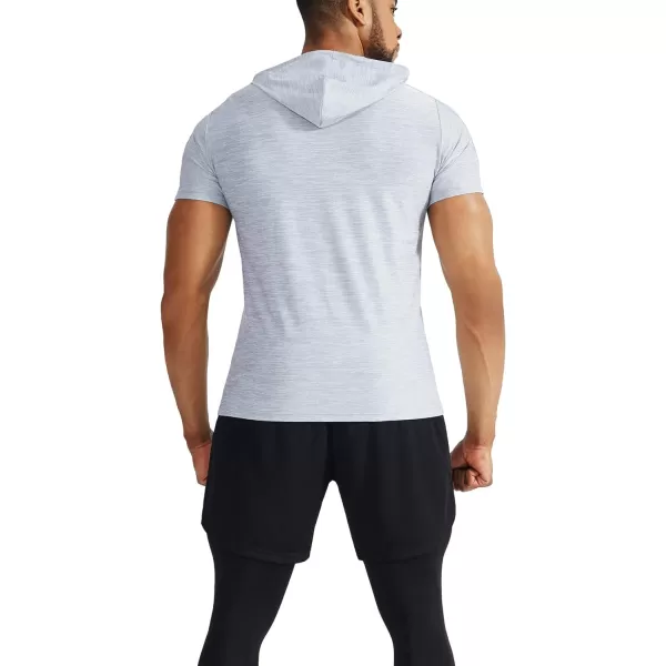 NELEUS Mens Dry Fit Performance Athletic Shirt with Hoods5063 3 PacknavyLight GreenLight Grey
