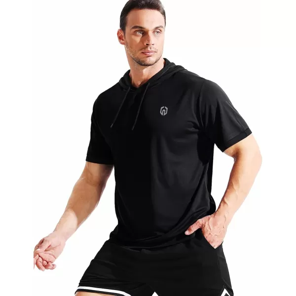 NELEUS Mens Dry Fit Performance Athletic Shirt with Hoods5112 BlackGreyRed 3 Pack