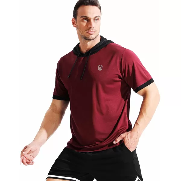NELEUS Mens Dry Fit Performance Athletic Shirt with Hoods5112 BlackGreyRed 3 Pack