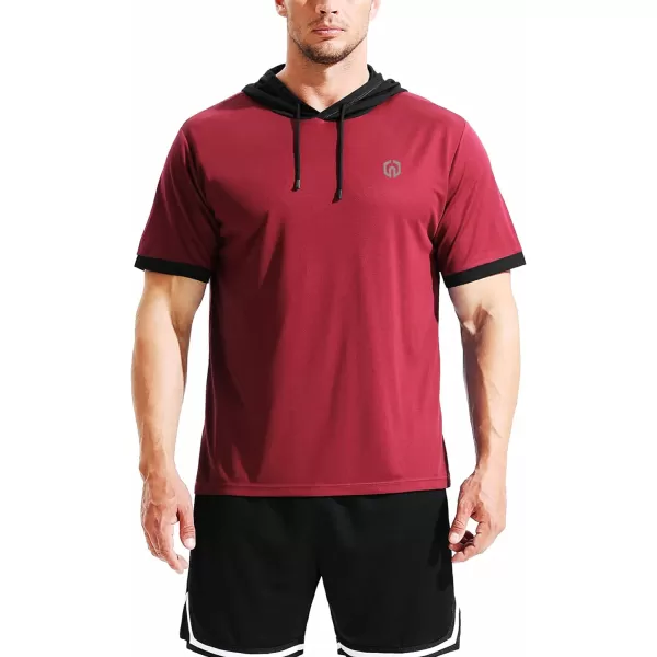 NELEUS Mens Dry Fit Performance Athletic Shirt with Hoods5112 BlackGreyRed 3 Pack