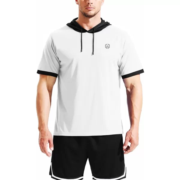 NELEUS Mens Dry Fit Performance Athletic Shirt with Hoods5112 BlackGreyWhite 3 Pack