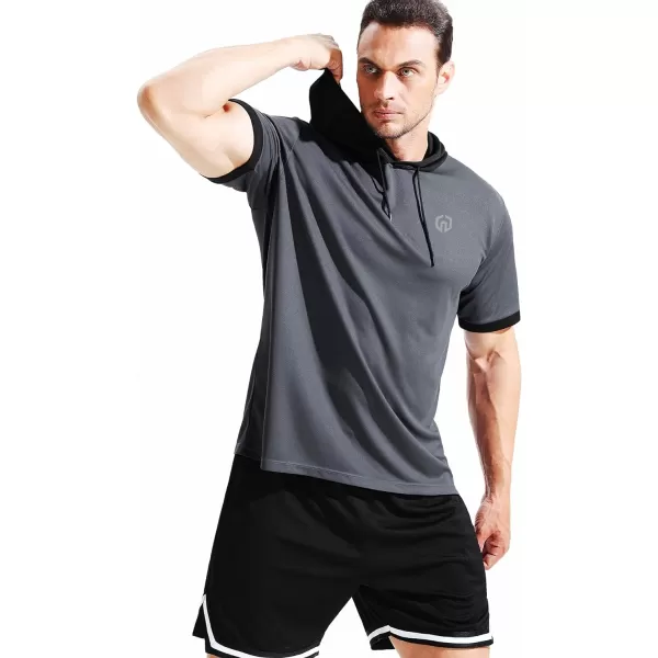 NELEUS Mens Dry Fit Performance Athletic Shirt with Hoods5112 BlackGreyWhite 3 Pack