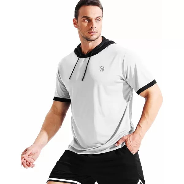NELEUS Mens Dry Fit Performance Athletic Shirt with Hoods5112 BlackGreyWhite 3 Pack