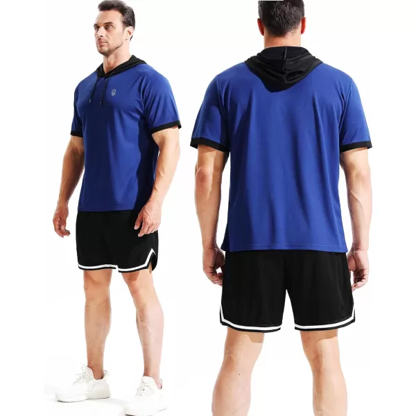 NELEUS Mens Dry Fit Performance Athletic Shirt with Hoods5112 WhiteGreyBlue 3 Pack