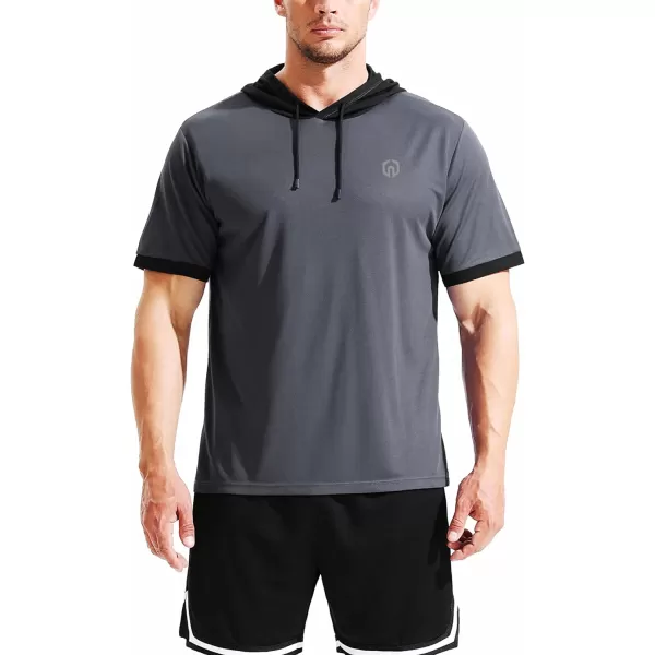 NELEUS Mens Dry Fit Performance Athletic Shirt with Hoods5112 WhiteGreyBlue 3 Pack
