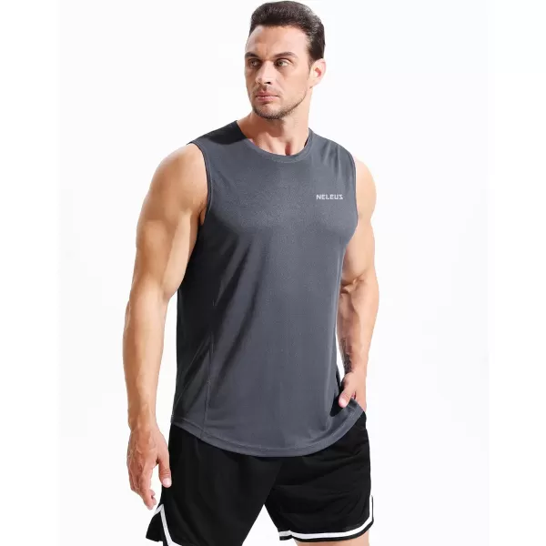 NELEUS Mens Dry Fit Workout Running Muscle Tank Top5042 BlackGreyBlue