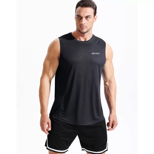 NELEUS Mens Dry Fit Workout Running Muscle Tank Top5042 BlackGreyBlue