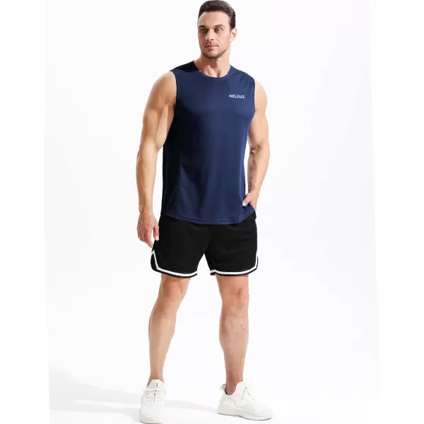 NELEUS Mens Dry Fit Workout Running Muscle Tank Top5042 BlackGreyNavy Blue