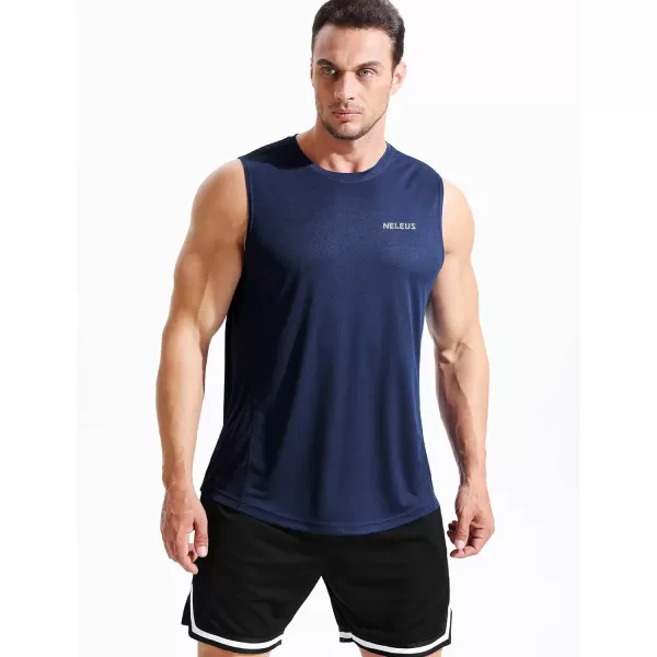 NELEUS Mens Dry Fit Workout Running Muscle Tank Top5042 BlackGreyNavy Blue