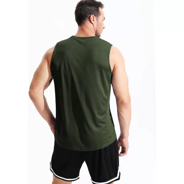 NELEUS Mens Dry Fit Workout Running Muscle Tank Top5042 BlackGreyOlive Green