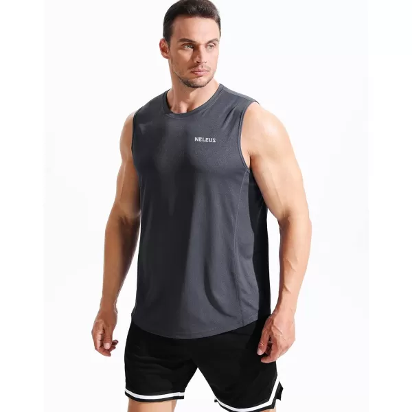 NELEUS Mens Dry Fit Workout Running Muscle Tank Top5042 GreyOlive GreenBlue